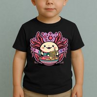 Axolotl Eating Ramen Noodles Cup Pi.nk Kawaii Anime Axolotls Toddler T-Shirt