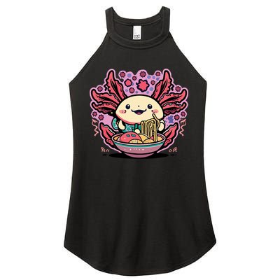 Axolotl Eating Ramen Noodles Cup Pi.nk Kawaii Anime Axolotls Women's Perfect Tri Rocker Tank