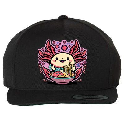 Axolotl Eating Ramen Noodles Cup Pi.nk Kawaii Anime Axolotls Wool Snapback Cap