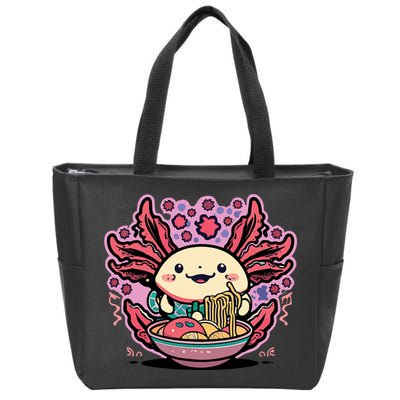 Axolotl Eating Ramen Noodles Cup Pi.nk Kawaii Anime Axolotls Zip Tote Bag
