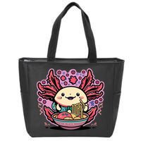 Axolotl Eating Ramen Noodles Cup Pi.nk Kawaii Anime Axolotls Zip Tote Bag