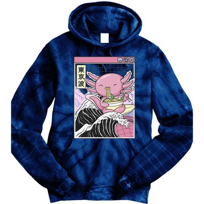 Axolotl Eating Ra Kanagawa Wave Kawaii Japan Vaporwave  Tie Dye Hoodie