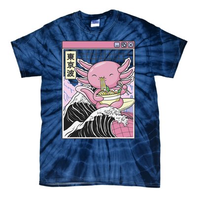 Axolotl Eating Ra Kanagawa Wave Kawaii Japan Vaporwave  Tie-Dye T-Shirt