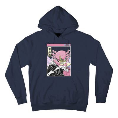 Axolotl Eating Ra Kanagawa Wave Kawaii Japan Vaporwave  Tall Hoodie