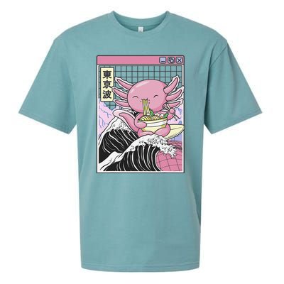 Axolotl Eating Ra Kanagawa Wave Kawaii Japan Vaporwave  Sueded Cloud Jersey T-Shirt