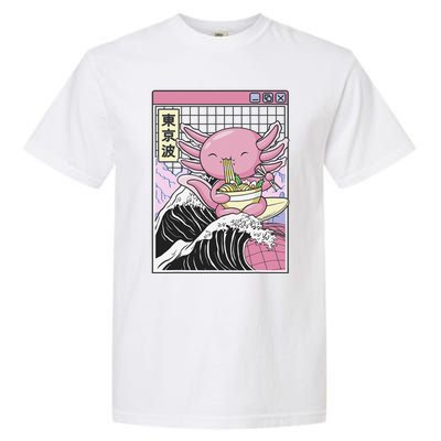 Axolotl Eating Ra Kanagawa Wave Kawaii Japan Vaporwave  Garment-Dyed Heavyweight T-Shirt