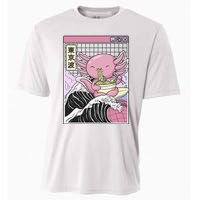 Axolotl Eating Ra Kanagawa Wave Kawaii Japan Vaporwave  Cooling Performance Crew T-Shirt