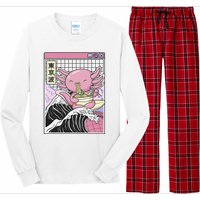 Axolotl Eating Ra Kanagawa Wave Kawaii Japan Vaporwave  Long Sleeve Pajama Set