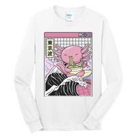 Axolotl Eating Ra Kanagawa Wave Kawaii Japan Vaporwave  Tall Long Sleeve T-Shirt