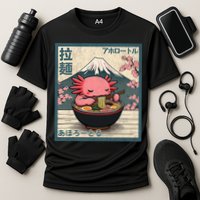 Axolotl Eating Ramen Retro Japanese Kawaii Anime Cooling Performance Crew T-Shirt
