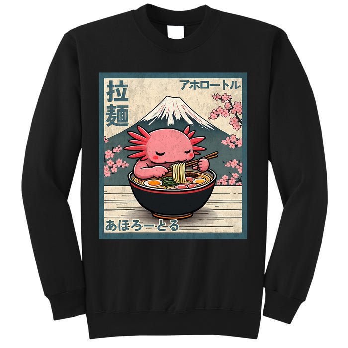 Axolotl Eating Ramen Retro Japanese Kawaii Anime Sweatshirt