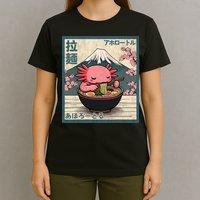 Axolotl Eating Ramen Retro Japanese Kawaii Anime T-Shirt