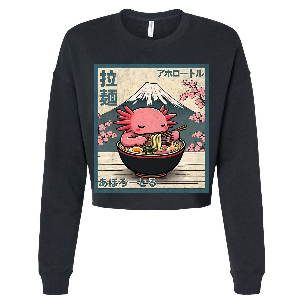 Axolotl Eating Ramen Retro Japanese Kawaii Anime T-Shirt