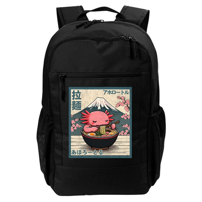 Axolotl Eating Ramen Retro Japanese Kawaii Anime Backpack