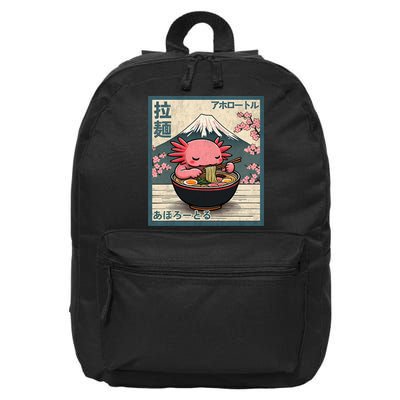 Axolotl Eating Ramen Retro Japanese Kawaii Anime 16 in Basic Backpack