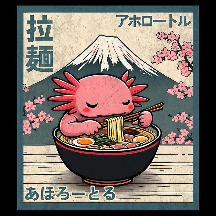 Axolotl Eating Ramen Retro Japanese Kawaii Anime 16 in Basic Backpack