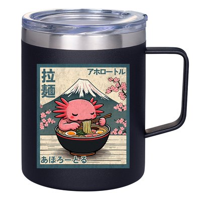 Axolotl Eating Ramen Retro Japanese Kawaii Anime 12oz Stainless Steel Coffee Mug