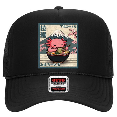 Axolotl Eating Ramen Retro Japanese Kawaii Anime Hat