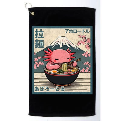 Axolotl Eating Ramen Retro Japanese Kawaii Anime Golf Towel