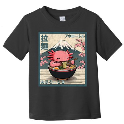 Axolotl Eating Ramen Retro Japanese Kawaii Anime Toddler T-Shirt