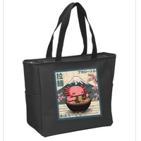 Axolotl Eating Ramen Retro Japanese Kawaii Anime Zip Tote Bag