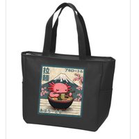 Axolotl Eating Ramen Retro Japanese Kawaii Anime Zip Tote Bag