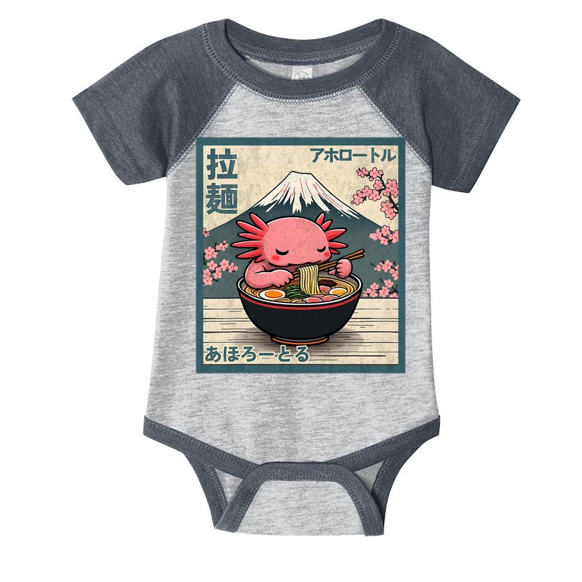 Axolotl Eating Ramen Retro Japanese Kawaii Anime Infant Baby Jersey Bodysuit
