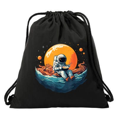 Astronaut Eats Ramen Anime Space Gifts Funny Space Ramen Drawstring Bag