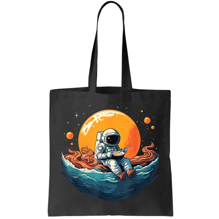 Astronaut Eats Ramen Anime Space Gifts Funny Space Ramen Tote Bag