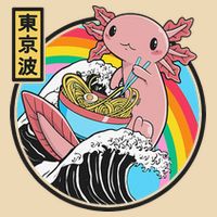 Axolotl Eating Ra Kanagawa Wave Kawaii Anime Vaporwave Bag