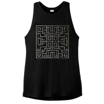 African Ethiopian Silver Metal Pattern Ladies PosiCharge Tri-Blend Wicking Tank