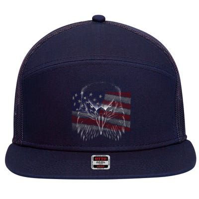 American Eagle Sketch Art 7 Panel Mesh Trucker Snapback Hat