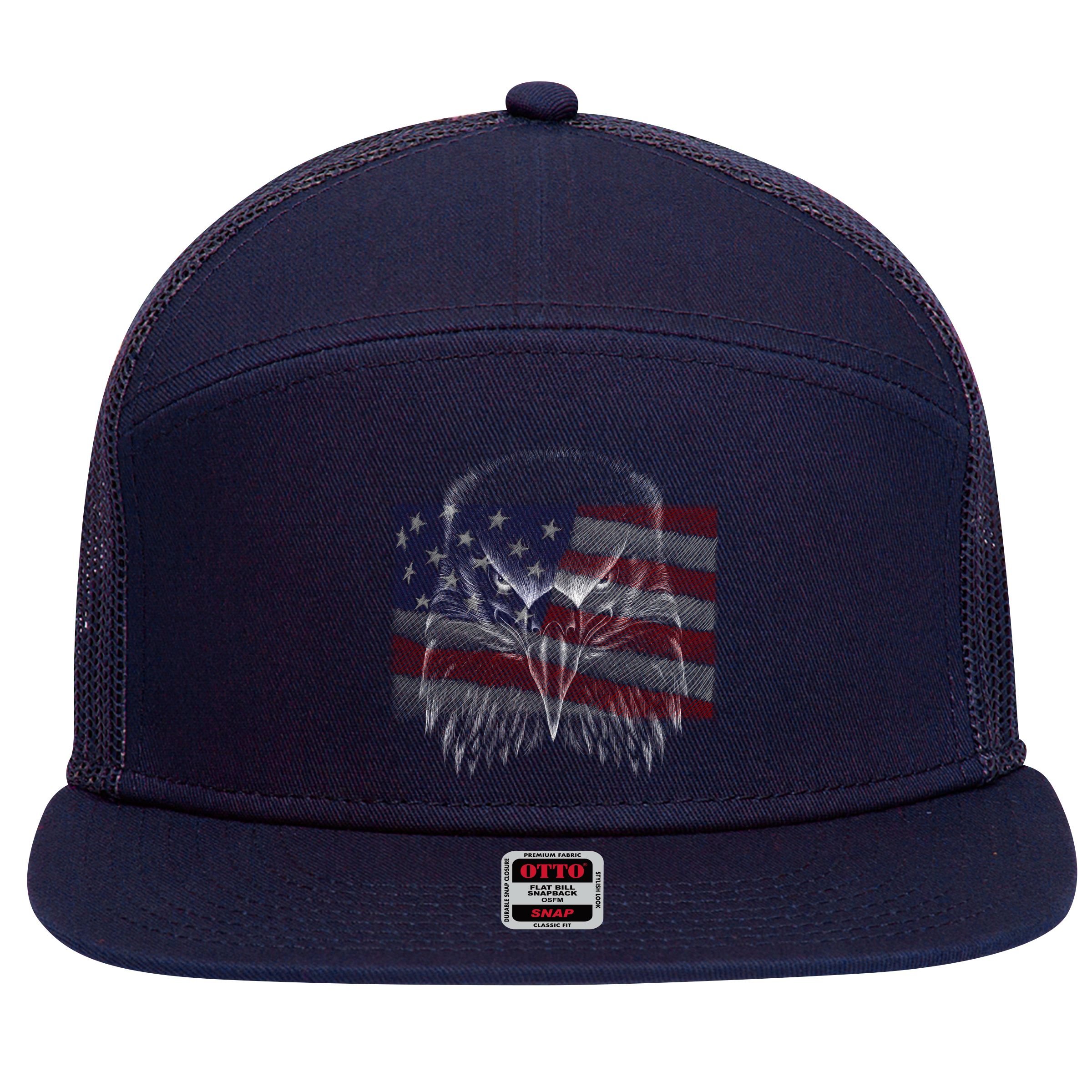 American Eagle Sketch Art 7 Panel Mesh Trucker Snapback Hat