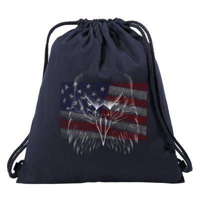 American Eagle Sketch Art Drawstring Bag
