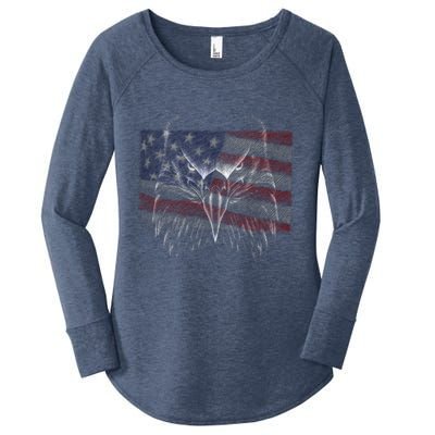 American Eagle Sketch Art Women's Perfect Tri Tunic Long Sleeve Shirt