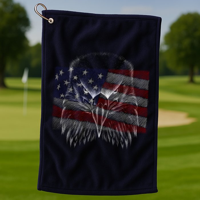 American Eagle Sketch Art Golf Towel
