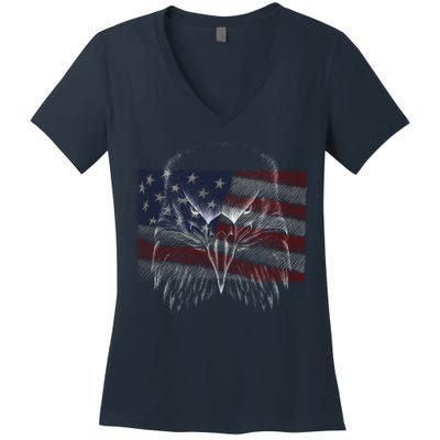 American Eagle Sketch Art Women's V-Neck T-Shirt