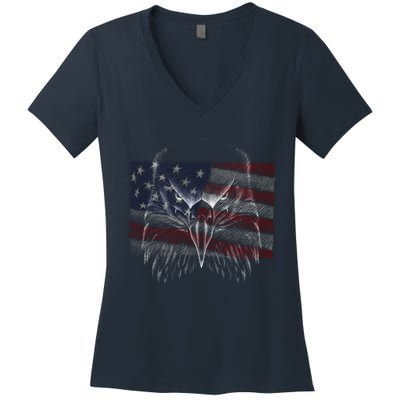 American Eagle Sketch Art Women's V-Neck T-Shirt