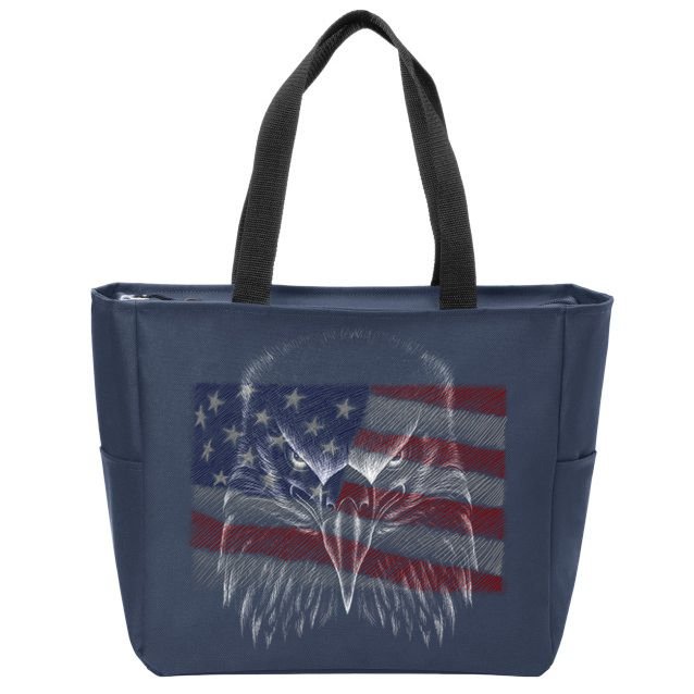 American Eagle Sketch Art Zip Tote Bag