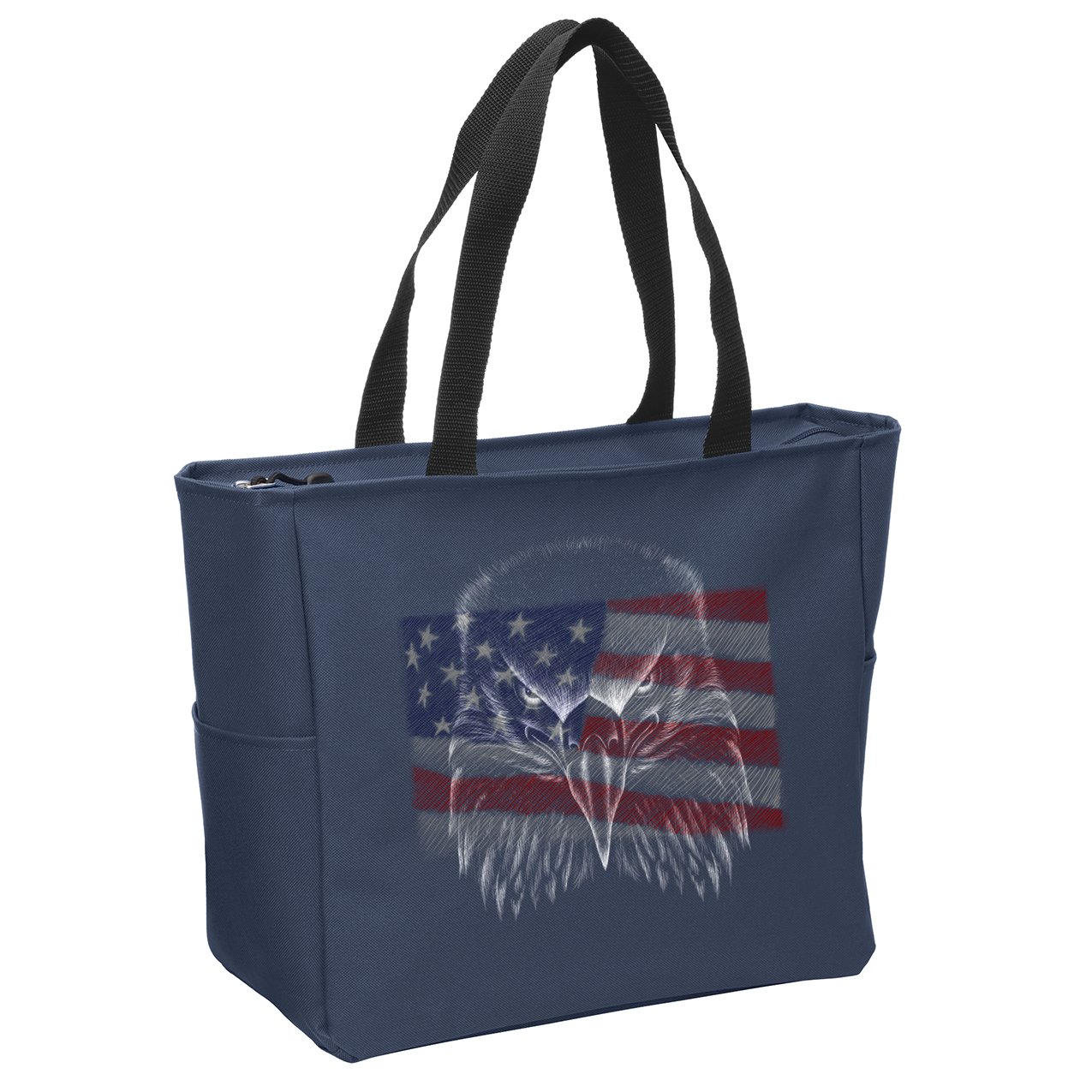 American Eagle Sketch Art Zip Tote Bag