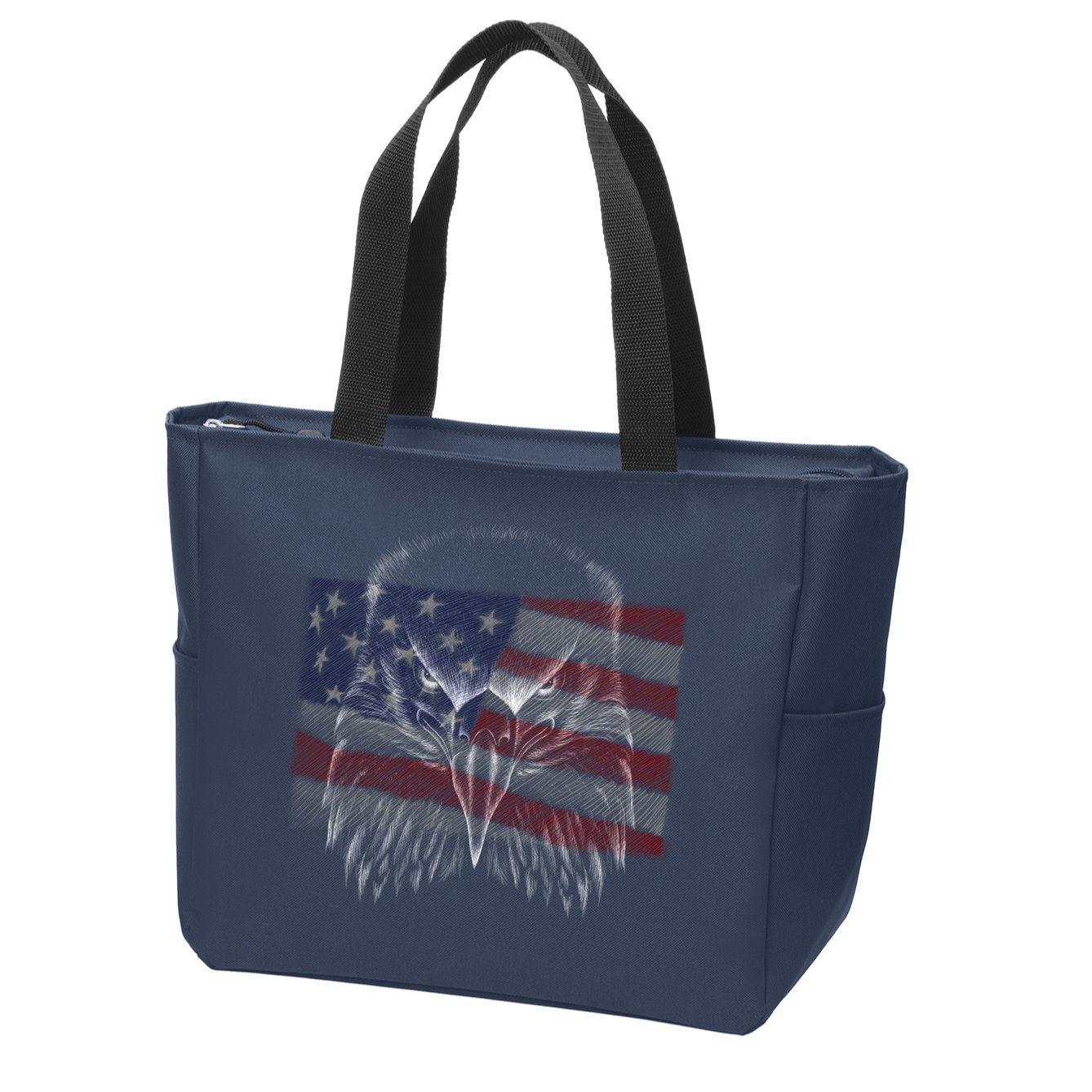 American Eagle Sketch Art Zip Tote Bag
