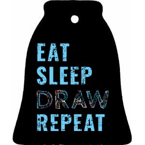 Artist Eat Sleep Draw Repeat Art Drawing Gift Ceramic Bell Ornament