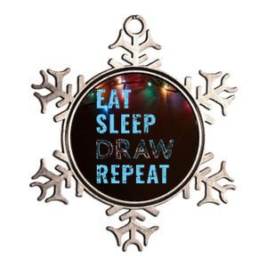 Artist Eat Sleep Draw Repeat Art Drawing Gift Metallic Star Ornament