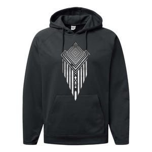 African Ethiopian Silver Metal Geometric Pattern Performance Fleece Hoodie