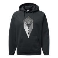 African Ethiopian Silver Metal Geometric Pattern Performance Fleece Hoodie