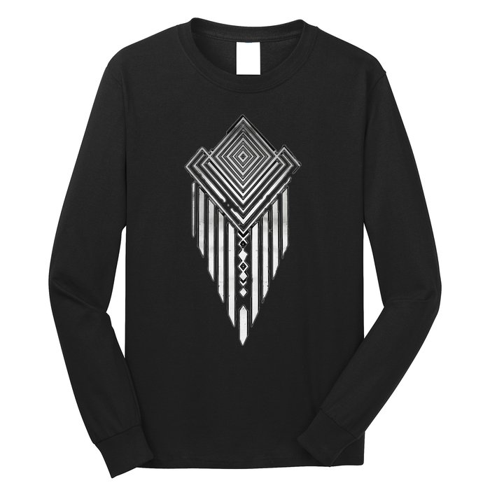 African Ethiopian Silver Metal Geometric Pattern Long Sleeve Shirt