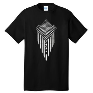 African Ethiopian Silver Metal Geometric Pattern Tall T-Shirt