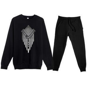 African Ethiopian Silver Metal Geometric Pattern Premium Crewneck Sweatsuit Set