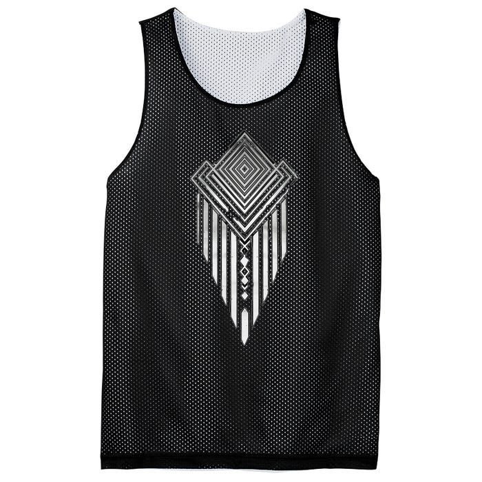 African Ethiopian Silver Metal Geometric Pattern Mesh Reversible Basketball Jersey Tank