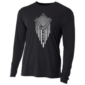 African Ethiopian Silver Metal Geometric Pattern Cooling Performance Long Sleeve Crew